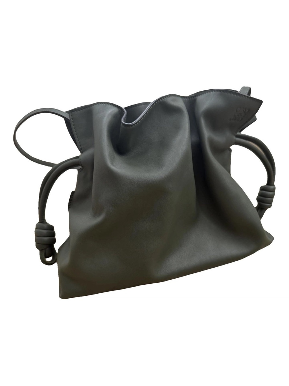 Loewe Medium Flamenco Clutch Bag - Muted Grey Green Nappa Leather